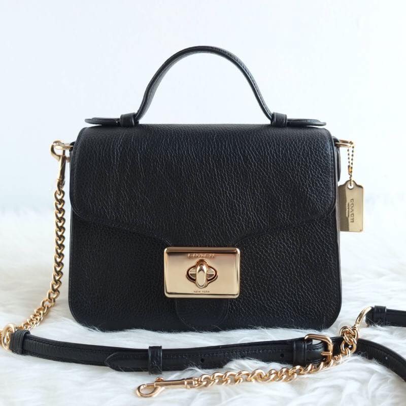 Coach Cassidy Top Handle Black Leather Crossbody Chain, Cassie Style ...